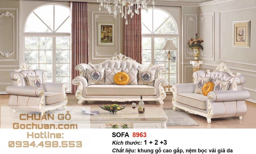 Sofa cổ điển gỗ tự nhiên tỉ mỉ trong từng đường nét