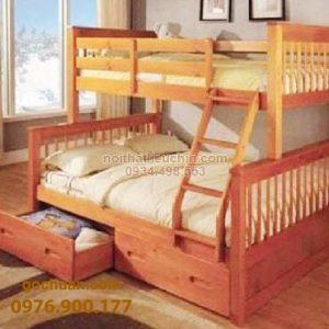 Giường tầng gỗ sồi Mỹ hộc kéo